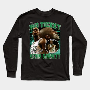 Kevin Garnett The Big Ticket Basketball Signature Vintage Retro 80s 90s Bootleg Rap Style Long Sleeve T-Shirt